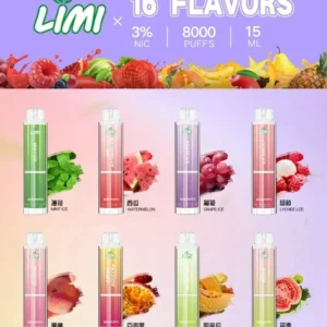 LIMI 8000 發光一次性電子煙 ｜ RGB 炫光顯示．Mesh 網芯極致口感